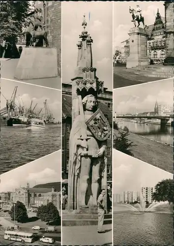 Ansichtskarte Bremen Hochhäuser, Bahnhof, Hafen etc MB 1966