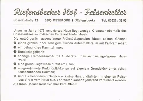 Riefensbeek-Kamschlacken-Osterode (Harz) Riefensbeeker Hof   Sösetalstraße 1990