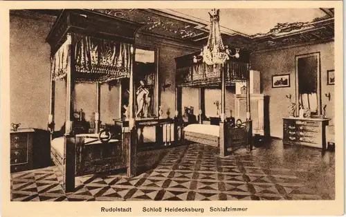 Ansichtskarte Rudolstadt Schloss Heidecksburg Schlafzimmer Innenansicht 1920