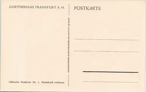 Frankfurt am Main Goethehaus Frauen Zimmer 2. Stock Innenansicht 1920