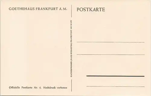 Frankfurt am Main Goethehaus Musik-Zimmer 1. Stock Innenansicht 1920