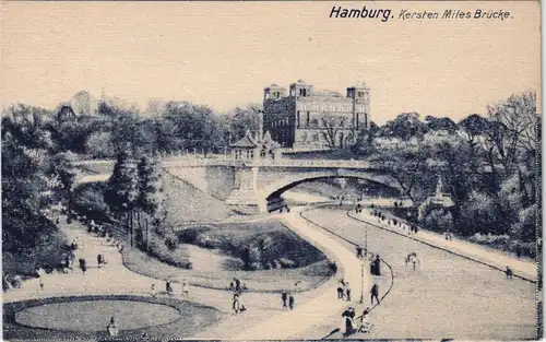 Ansichtskarte St. Pauli-Hamburg Kersten-Miles-Brücke - Straßé 1911