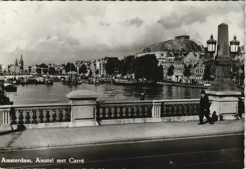 Postkaart Amsterdam Amstel met Carré, Stadtteilansicht 1960