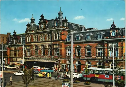 Postkaart Den Haag Den Haag Station Holland Spoor belebte Straße 1972