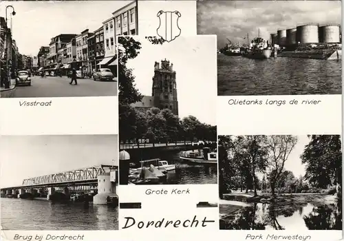 Dordrecht Mehrbild-AK ua. Öltanks, Visstraat, Brug, Kerk-Kirche uvm. 1971