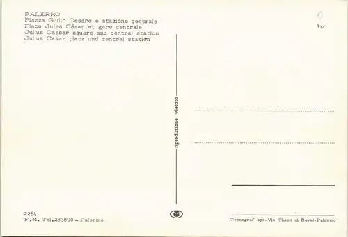 Palermo Palermo (Palermu) Piazza Giulio Cesare e stazione centrale 1975
