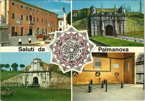 Palmanova Ortsansichten Municipio Monumento ai Caduti Due Porte 1975