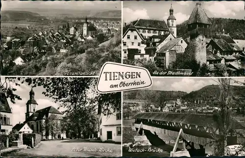 Ansichtskarte Tiengen Mehrbild-AK ua. Gesamtansicht, Stadtmauer, Kirche 1967