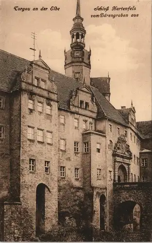 Ansichtskarte Torgau Schloss Hartenfels vom Bärengraben aus 1913