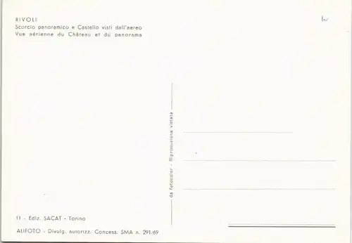 Cartoline Rivoli Scorcio panoramico e Castello visti dall'aereo 1975