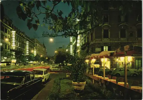 Rom Roma Via Veneto di notte, Nacht-/Abendaufnahme Beleuchtung 1970