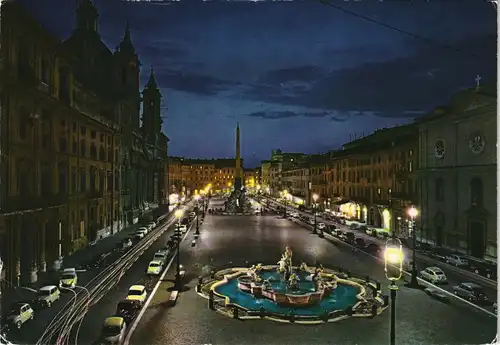 Cartoline Rom Roma Piazza Navona di notte, Nacht-/Abendaufnahme 1965