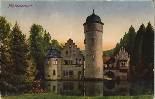 Ansichtskarte Mespelbrunn Wasserschloss Schloss (Castle) 1918