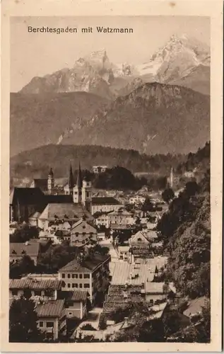 Ansichtskarte Berchtesgaden Panorama-Ansicht Stadt Blick zum Watzmann 1920
