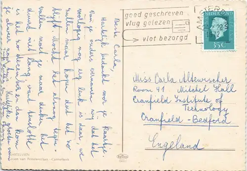 Postkaart Amstelveen Croen van Prinstererlaan - Carmelkerk 1972