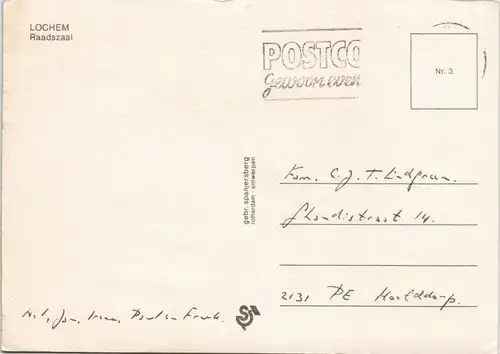 Postkaart Lochem Raadszaal 1975