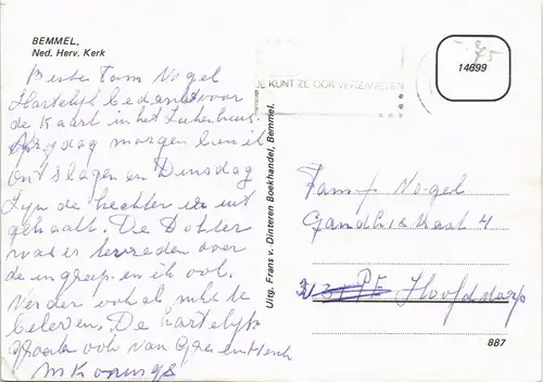 Postkaart Bemmel (Lingewaard) Ned. Herv. Kerk Partie a.d. Kirche 1980