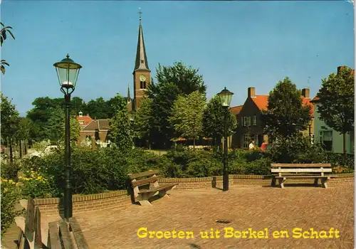 Postkaart Borkel en Schaft Kerkplein Ortsansicht 1980