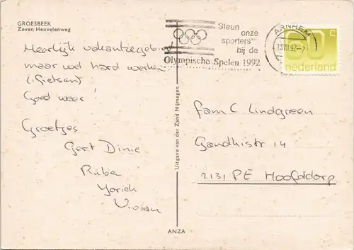 Postkaart Groesbeek Zeven Heuvelenweg 1992
