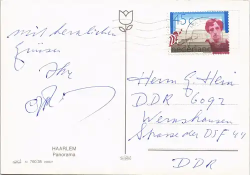 Postkaart Haarlem Luftaufnahme Zentrum vom Flugzeug aus 1990