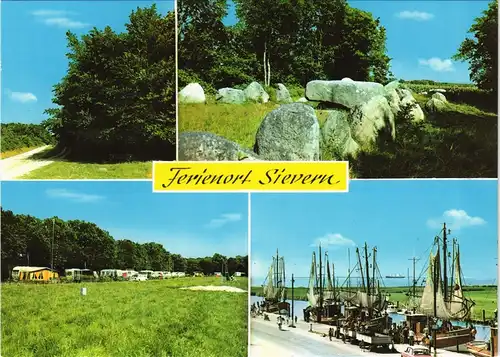 Sievern-Geestland Mehrbild-AK Wald, Bützenbett, Caravanplatz, Kutterhafen 1975