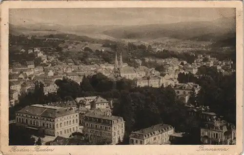 Ansichtskarte Baden-Baden Blick auf die Stadt gel. Feldpost 1912