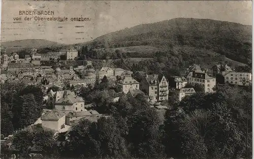 Ansichtskarte Baden-Baden von der Oberreaqlschule gesehen 1915