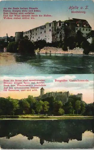 Halle (Saale) Moritzburg (Castle) Totale 1913   gel  Stempel HALLE SAALE 2