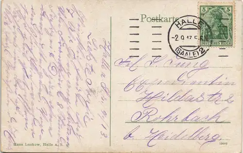 Halle (Saale) Moritzburg (Castle) Totale 1913   gel  Stempel HALLE SAALE 2