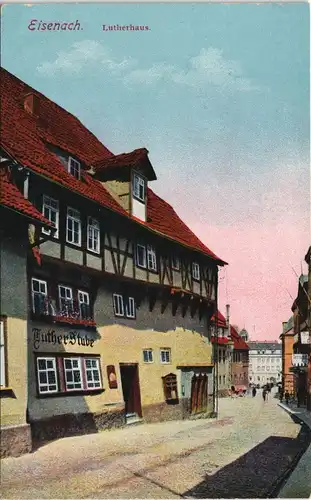 Ansichtskarte Eisenach Straßenpartie am Lutherhaus 1913