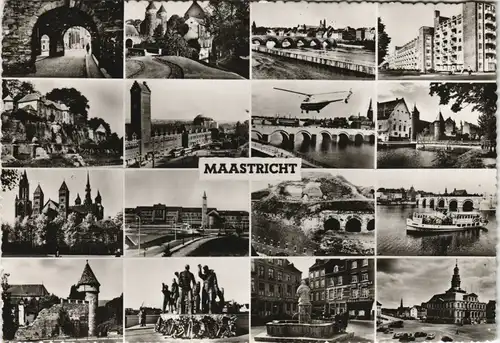 Maastricht Mestreech Stadtteilansichten Mehrbildkarte mit 16 Ansichten 1960