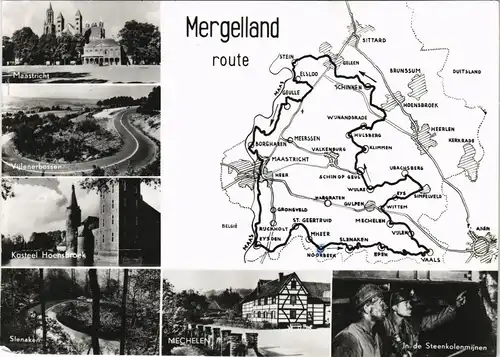 .Niederlande Mergelland Route Holland Umgebungskarte div. Orte 1960