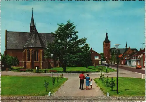 Postkaart Chaam Dorpstraat Dorfstrasse mit Kirche, Kerk 1967
