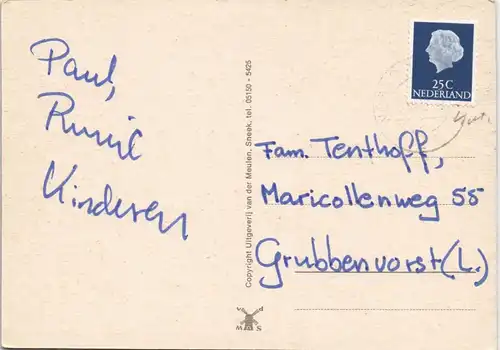 Postkaart .Niederlande Groeten uit Noordwolde Holland Niederlande 1970