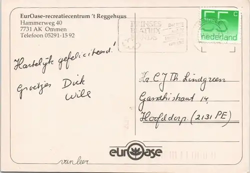 Postkaart Ommen EurOase-recreatiecentrum 't Reggehuus Hammerweg 40 1980