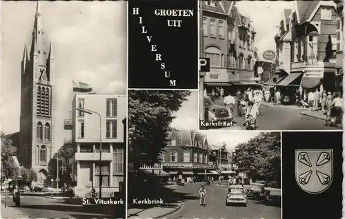 Postkaart Hilversum Mehrbild-AK Kerkstraat, Kerkbrink, St. Vituskerk 1968