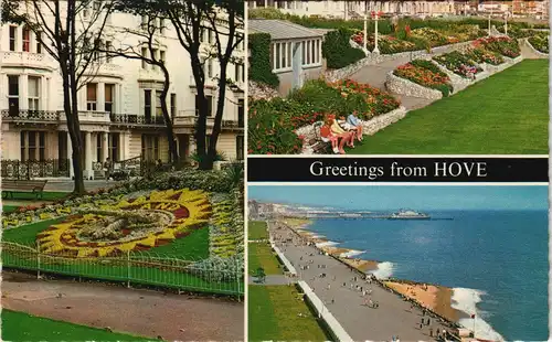 Postcard Hove (England) Multi-View Postcard, 3 Ortsansichten 1970