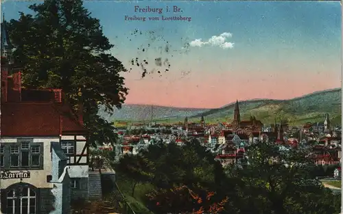 Ansichtskarte Freiburg im Breisgau Blick vom Lorettoberg 1919