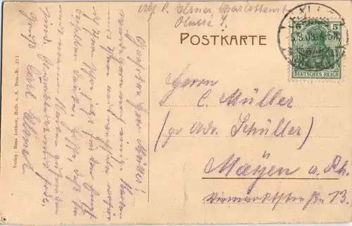 Giebichenstein-Halle (Saale) Burg Giebichenstein, Ruderboot auf der Saale 1909