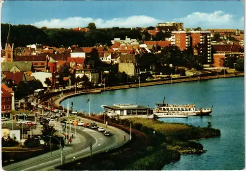 Schleswig Sleswig Slesvig Schleipromenade  Autos Schiffen Shell Tankstelle 1975