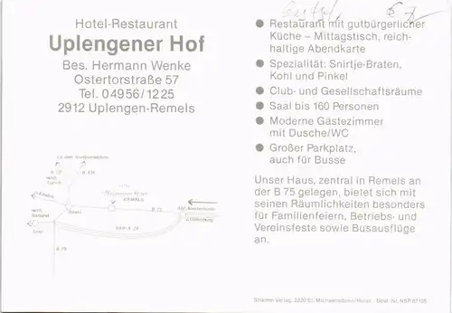 Uplengen Hotel-Restaurant Uplengener Hof Bes. Hermann Wenke 1970