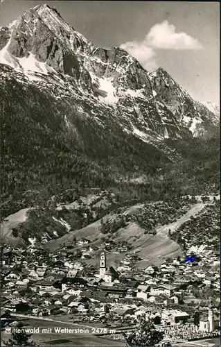 Ansichtskarte Mittenwald Panorama-Ansicht mit Wetterstein Gebirge 1961