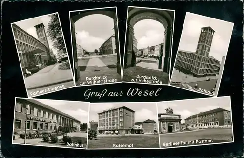 Wesel Mehrbild-AK mit Kaiserhof, Bahnhof, Postamt Berliner Tor uvm. 1961