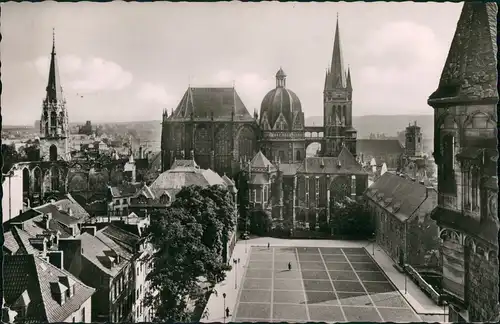 Ansichtskarte Aachen Stadt Teilansicht mit Aachener Dom 1953