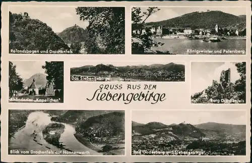 Ansichtskarte Königswinter Mehrbildkarte mit 7 Ortsansichten 1955