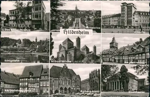 Hildesheim Stadtteilansichten ua. Römer-Museum, Kirche, Stadt-Theater uvm. 1960