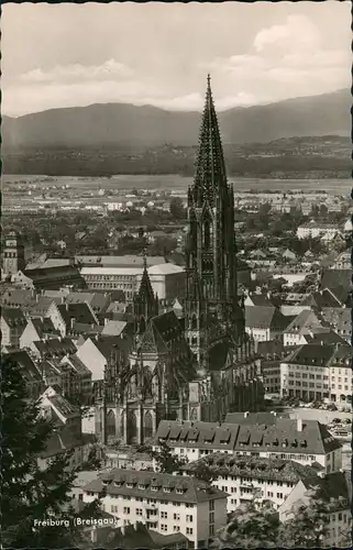 Freiburg im Breisgau Panorama-Ansicht mit Stadt und Münster Kirche 1960
