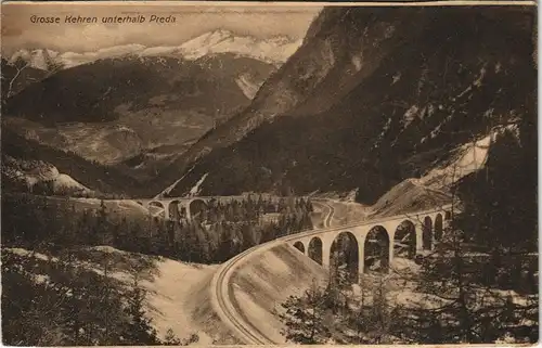 Ansichtskarte Preda-Bergün/Bravuogn Viadukt - Große Kehren 1910
