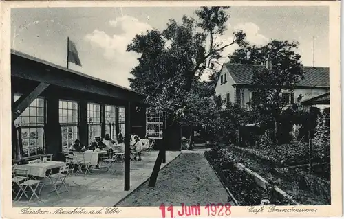 Ansichtskarte Diesbar (Elbe)-Nünchritz (Elbe) Cafe Grundmann 1927