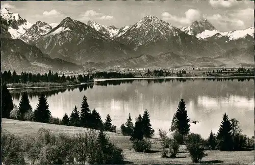 Ansichtskarte Füssen Bannwaldsee mit Tiroler und Allgäuer Berge 1960